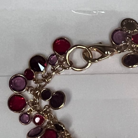 Roberta Chiarella Swarovski Red Purple Stone Gold Tone Necklace & Bracelet Set - Picture 3 of 5